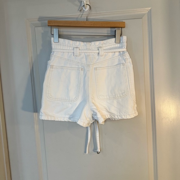 Zara White Paper Bag Patch Pockets Denim Jean Short, size 2 - Picture 6 of 7